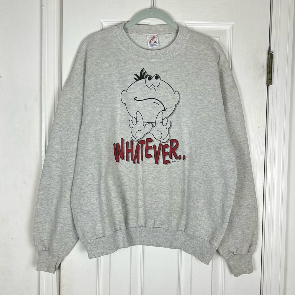 Vintage 90’s Whatever Attitude Humor Crewneck Sweatshirt Jerzees USA Made XL